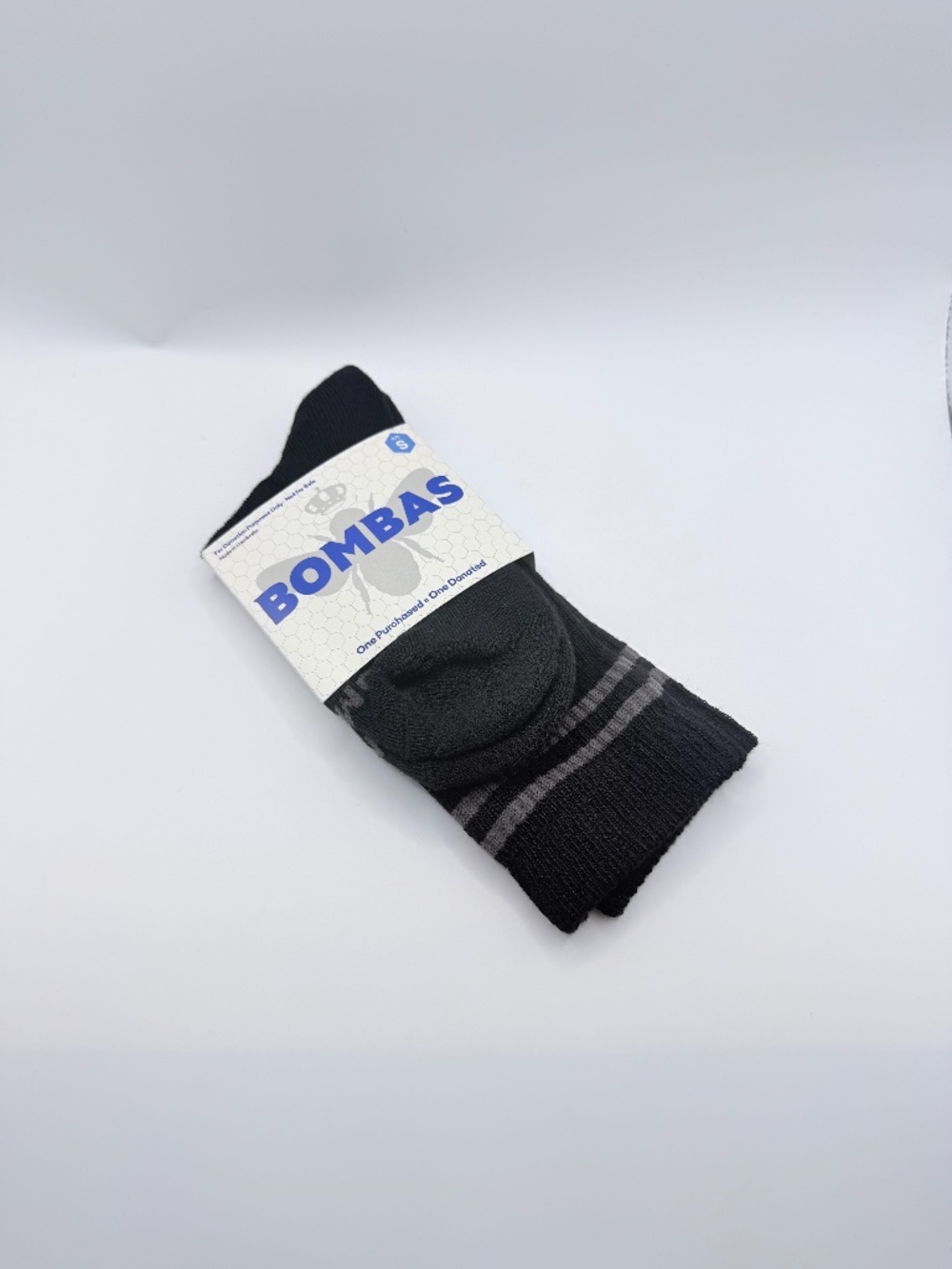 Bombas Crew Socks Size Small - Black - Cushioned Arch Support - Donation Edition